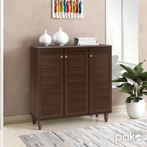 Pantofar cu 3 uși, capacitate 16 perechi, Nuc, 89,5 × 34,5 × 91,5 cm - Img 2