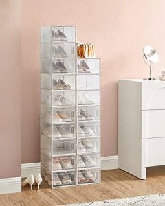 Pantofar din plastic, Songmics, Alb, 33.5 x 23.2 x 14.3 cm - Img 3