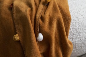 Patura pentru Pat 1 Persoana Model Pom Pom Mustard - Img 2