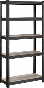 Raft cu 5 Polițe Model Xzavier, Negru, 30x75x150 cm