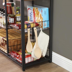 Raft de Bucatarie cu Cos Metalic Model Chance, Maro rustic/Negru mat, 80x35x95 cm - Img 6