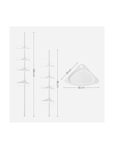 Raft de colt pentru baie, Songmics, 85-305 cm, BCB001A, Alb - Img 5