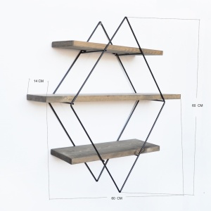 Raft din lemn Wr007 Nuc 60x60x14 cm - Img 3
