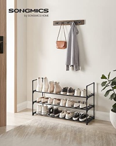 Raft pentru încălțăminte SONGMICS, 3 polițe, metal, Negru, 92 × 30 × 55 cm - Img 2