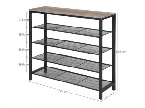 Raft pentru Pantofi Model Kaiser, Greige/Negru, 100x30x92.5 cm - Img 5