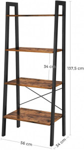 Raft tip Scară Model Tyler, Maro rustic/Negru, 56x34x137.5 cm - Img 5