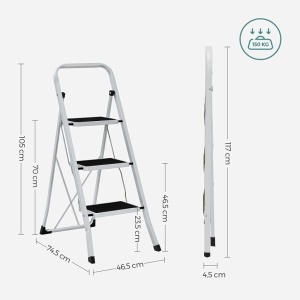 Scara cu treapta, Songmics, Alb, GSL03WT - Img 4