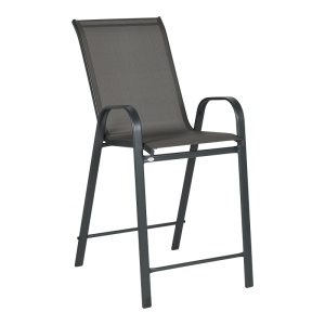 Scaun Bar Exterior Calan, cu Brațe, Metal/Textilene, Gri Antracit, 55x70x114 cm