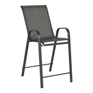 Scaun Bar Exterior Calan, cu Brațe, Metal/Textilene, Gri Antracit, 55x70x114 cm