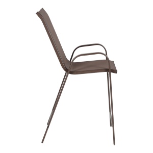 Scaun Bar Exterior Calan, cu Brațe, Metal/Textilene, Maro, 55x70x114 cm - Img 3
