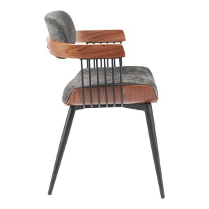 Scaun Cameo, gri închis/nuc, 53x49.5x75.5 cm - Img 3