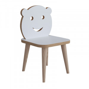 Scaun copii Model Jerry, Alb/Natur, 30x30x52 cm