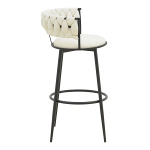 Scaun de bar Alkia, ecru/negru, 50x56x95 cm - Img 3
