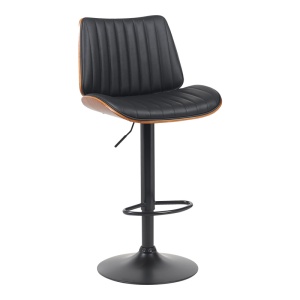 Scaun de bar Amani, negru/nuc, 50.5x54x87.5-107.5 cm