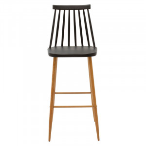 Scaun de bar Aurora plastic negru - culoare lemn natural 42x49x109cm - Img 4