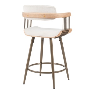 Scaun de bar Cameo, bronz/alb/bej, 53x50x93 cm - Img 2