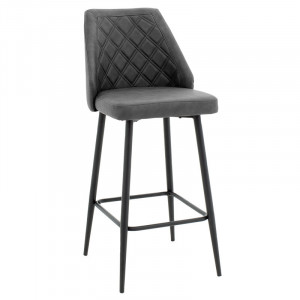 Scaun de bar Inflame inaltime piele ecologica antracit - metal negru