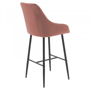 Scaun de bar Model Patrin, Roz pudrat/Negru, 49x48x98 cm - Img 2