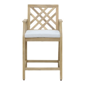 Scaun de bar pentru exterior, Model Amalfi, culoare bej si natural, lemn masiv de salcam, 59x63.5x104.9 cm - Img 10