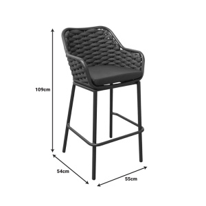 Scaun de bar pentru exterior Model Zuki, Gri, 55x54x109 cm - Img 9
