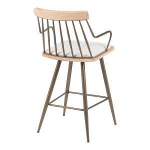 Scaun de bar Posse, bej/bronz/alb, 48x54x92.5 cm - Img 2