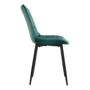 Scaun dining Berne, tapițat cu catifea, Albastru petrol/Negru, 53 × 57 × 87 cm - Img 3