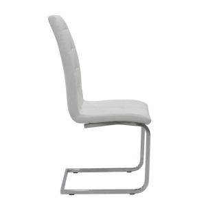Scaun dining Darrell, tapițat cu piele ecologică, cadru metalic cromat, Alb/Crom, 42 × 49 × 106 cm - Img 4
