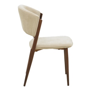 Scaun dining Dolez, tapițat cu material textil, Bej/Nuc, 49 × 58,5 × 82 cm - Img 3