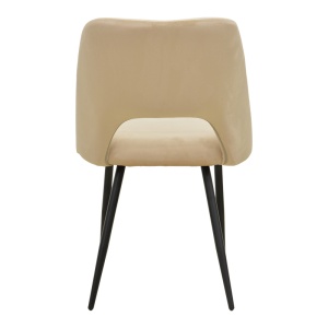 Scaun dining Nelda, tapițat cu catifea, Bej/Negru, 44 × 58 × 82 cm - Img 6