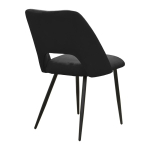 Scaun dining Nelda, tapițat cu catifea, Negru, 44 × 58 × 82 cm - Img 3