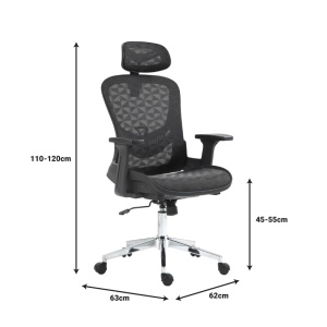 Scaun directorial Mergi, negru, 62x63x110-120 cm - Img 12