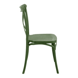 Scaun Grădină Crossie, Stivuibil, Polipropilenă, Verde Închis, 38x46.5x82 cm - Img 4