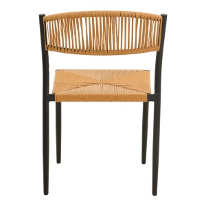 Scaun Grădină Cura, Stivuibil, Aluminiu/Ratan Sintetic, Negru/Natural, 50x58.5x78.5 cm - Img 6