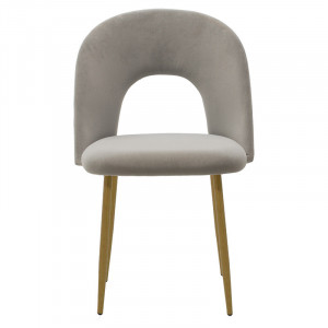 Scaun Jonah catifea gri - picioare culoare lemn natural 55x57x87cm - Img 4