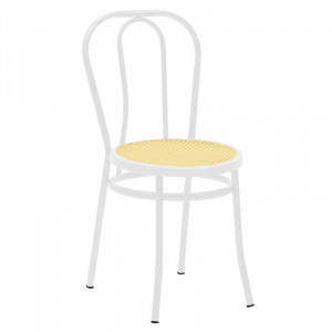 Scaun Model Vienna, Alb/Bej, 40x47x85 cm - Img 1