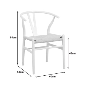 Scaun Model Wishbone, Natur/Alb, 60x51x80 cm - Img 6