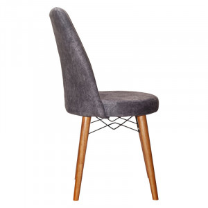 Scaun Nevis antracit material textil antica - picior din, culoarea nuc - Img 3