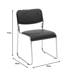 Scaun stivuibil Randin, negru/crom, 42x44x77 cm - Img 6