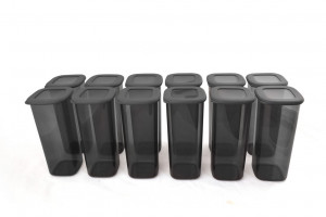 Set 12 cutii de depozitare alimente BNM - 0735 - 12AD, Gri - Img 3