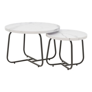 Set 2 Masute de Cafea Model Crismory, Alb/Negru