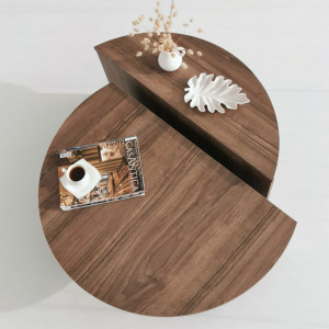Set 2 Masute de Cafea Model Hayes, 90x60x30/85x30x35 cm, Nuc - Img 6