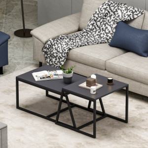 Set 2 Masute de Cafea Model Lucas, 75x50x38/55x57x45 cm, Antracit - Img 5