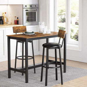 Set 2 scaune de bar Model Daphne, Maro rustic/Negru, 40.1x44.2x100.5 cm - Img 4
