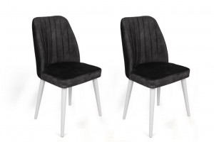 Set 2 scaune Model Alfa-497, Antracit/Alb, 50x49x90 cm - Img 1
