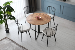 Set 2 scaune Model Star, Alb/Negru, 43x42x82 cm - Img 6