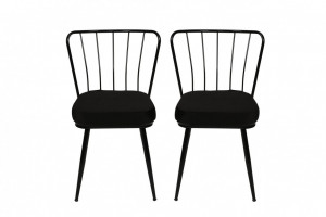 Set 2 scaune Model Star, Negru, 43x42x82 cm - Img 2