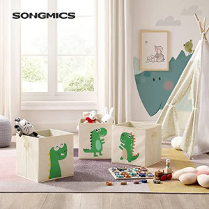 Set 3 cutii de depozitare, Songmics, Alb, 30x30x30 cm