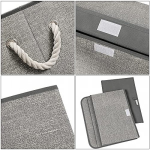Set 3 cutii de depozitare, Songmics, Gri, 38x25x25 cm - Img 3