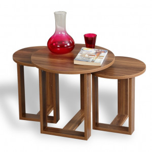 Set 3 Masute de Cafea Model Kylee, 52x52x47/36x36x43/36x36x41 cm, Nuc - Img 3