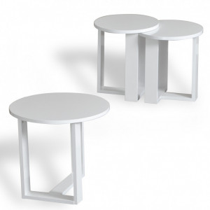 Set 3 Masute de Cafea Model Woods, 52x52x47/36x36x43/36x36x41 cm, Alb - Img 4